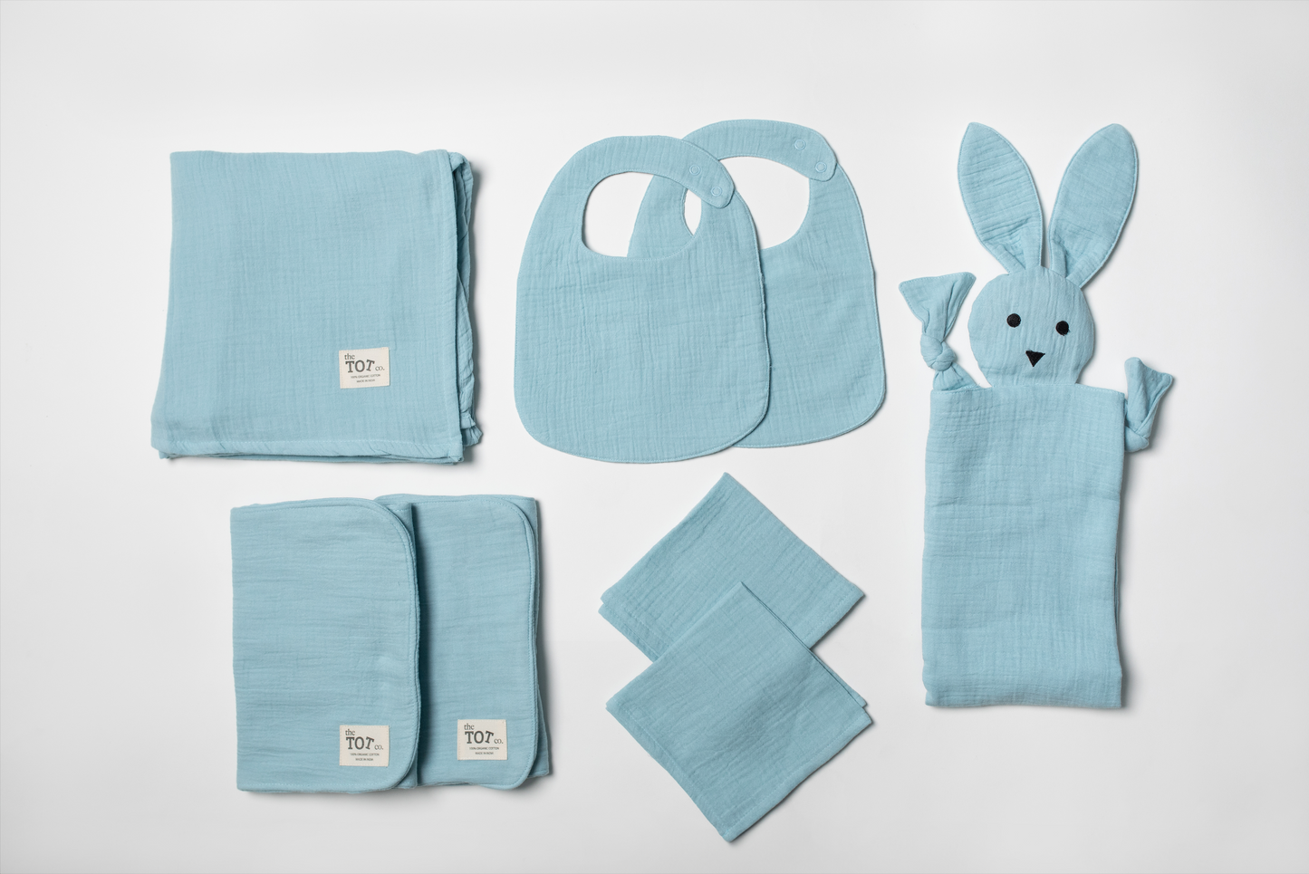 Muslin Cotton Newborn Essentials Gift Set (Cloud Blue)