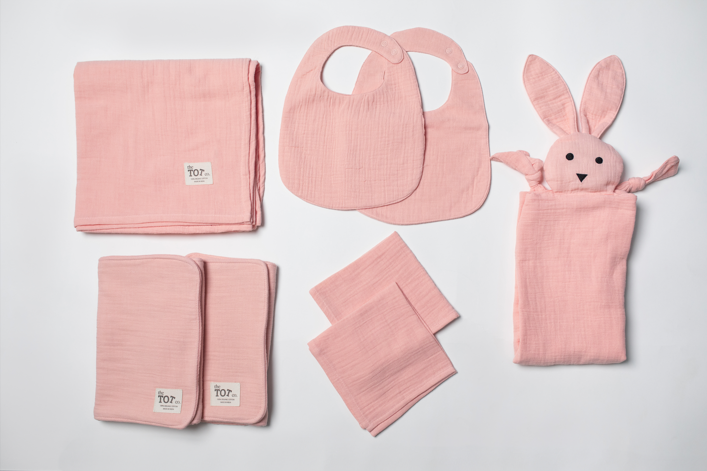 Muslin Cotton Newborn Essentials Gift Set (Coral Pink)